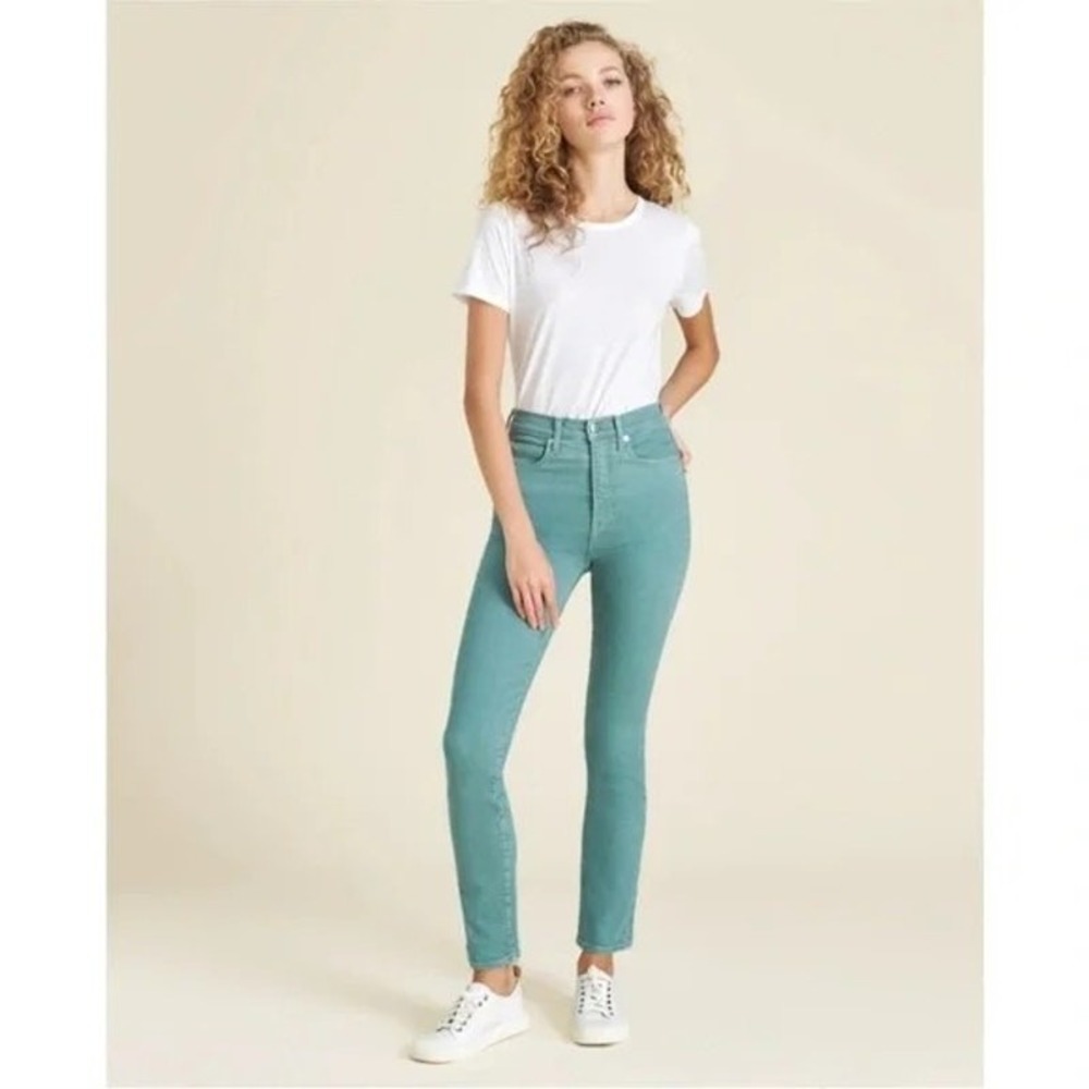 Veronica Beard Jeans Ryleigh Slim Straight High Rise in Wash Teal Size 24 Denim‎